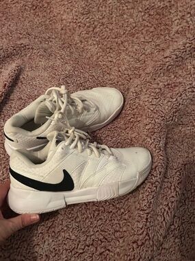 Nike White Trainers with Black Swoosh Accent